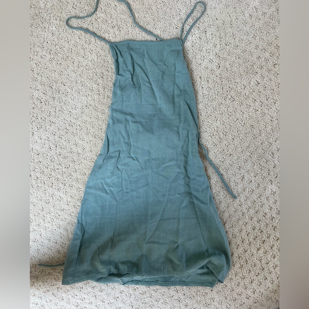 Princess Polly backless sage green dress